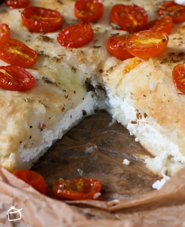 focaccia with ricotta and cherry tomatoes